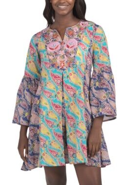 DEBBIE KATZ Katia Multicolor Paisley Swim Cover-Up Dress M